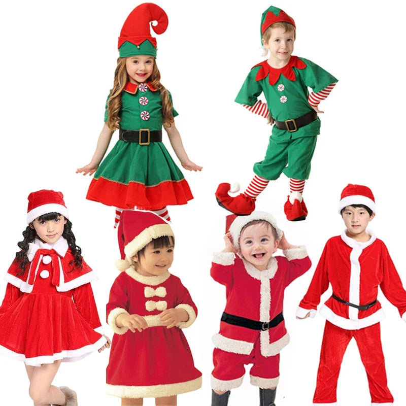 Kids Santa Claus Christmas Dress Set