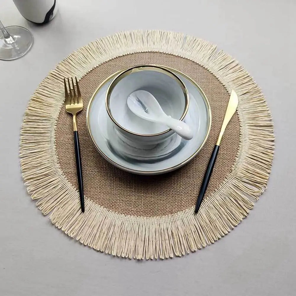 Durable Jute Linen Round Placemat