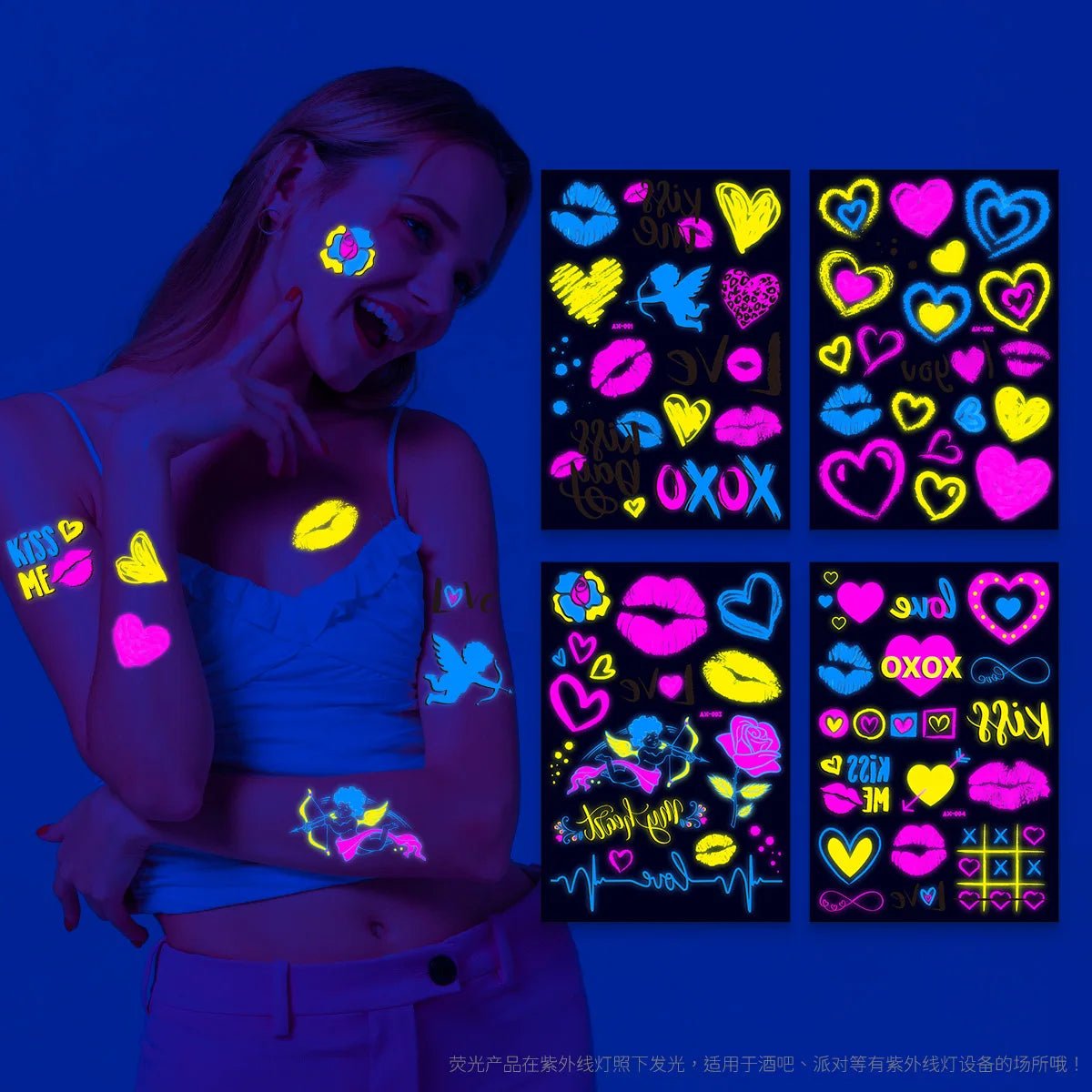 Neon Glow Party Tattoo Stickers