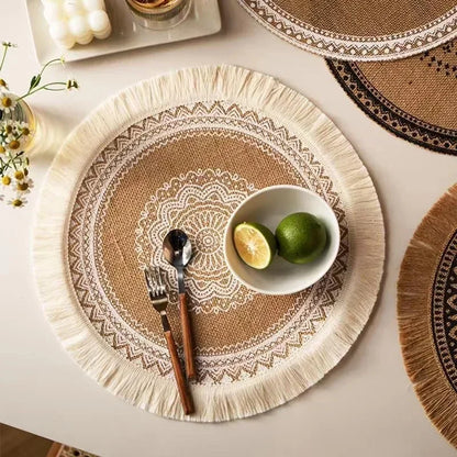 Jute Round Placemat Set - Non-Slip Dining Table Mats