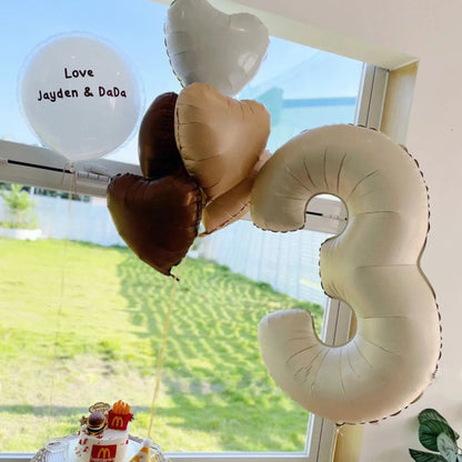 Beige Birthday Balloons Set