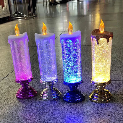 LED Christmas Candles with Glitter Color Change Flameless