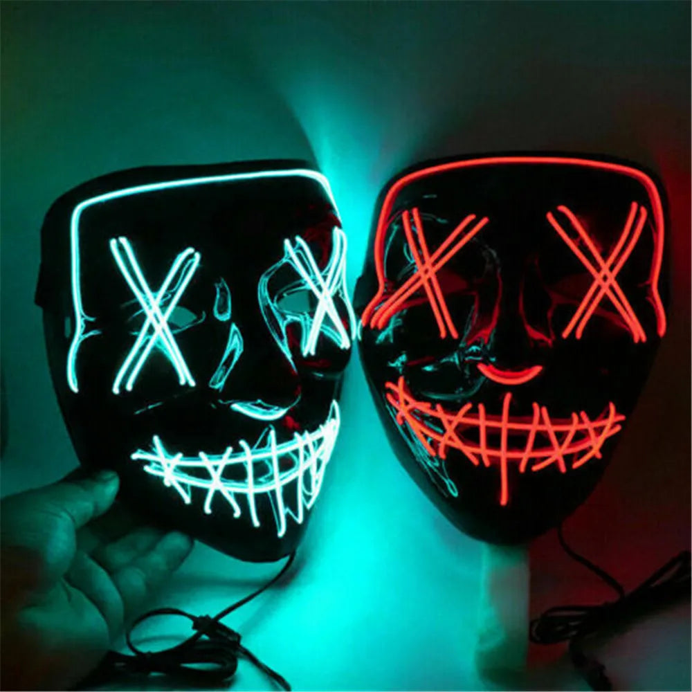 LED Neon Light Halloween Mask