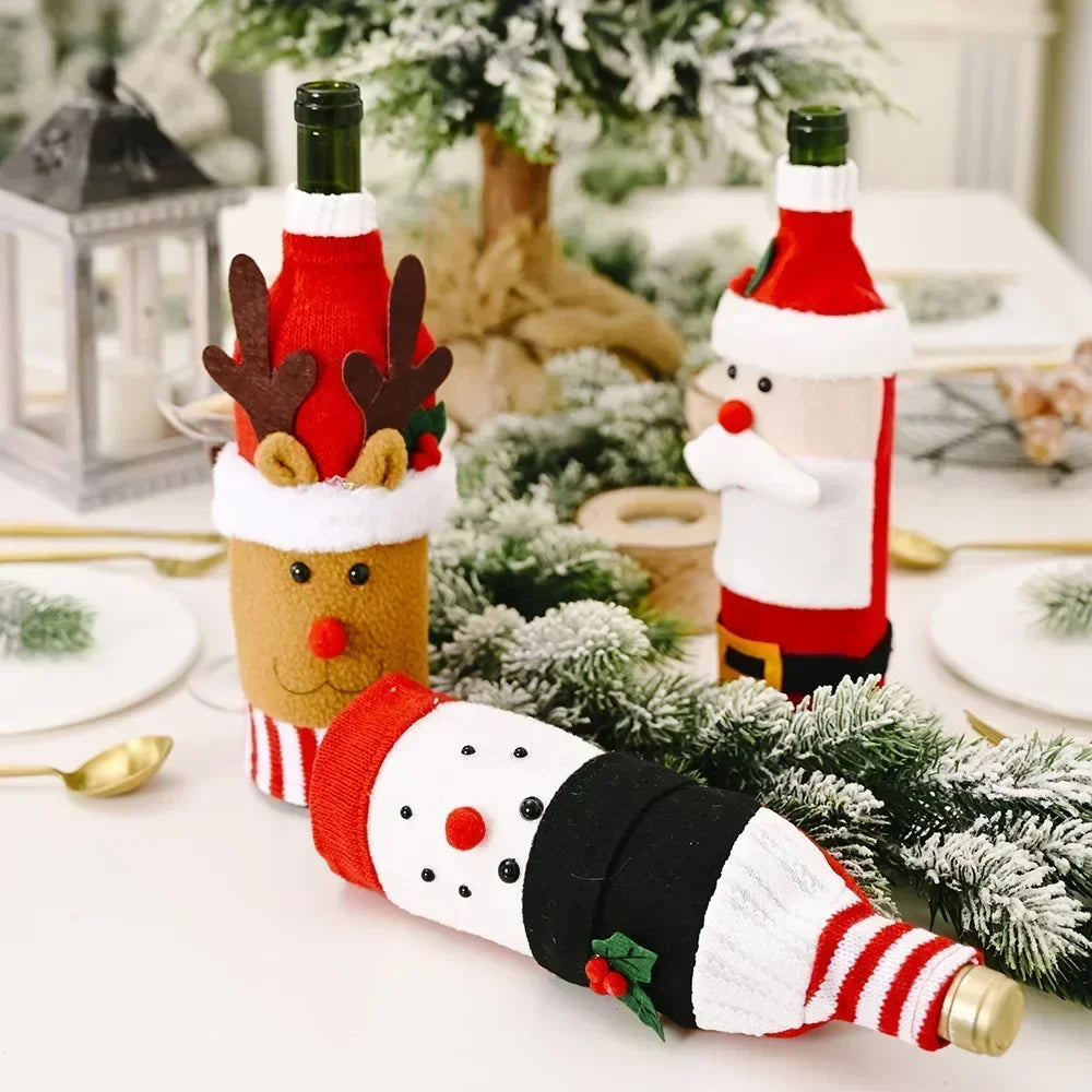 Christmas Wine Bottle Cover Set