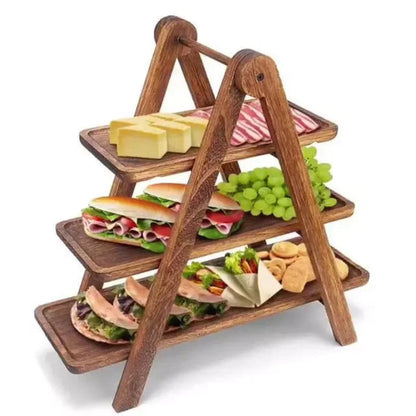 Farmhouse 3-Tier Wooden Serving Tray