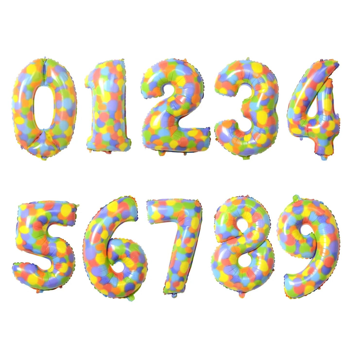 32-Inch Rainbow Dots Foil Number Balloons