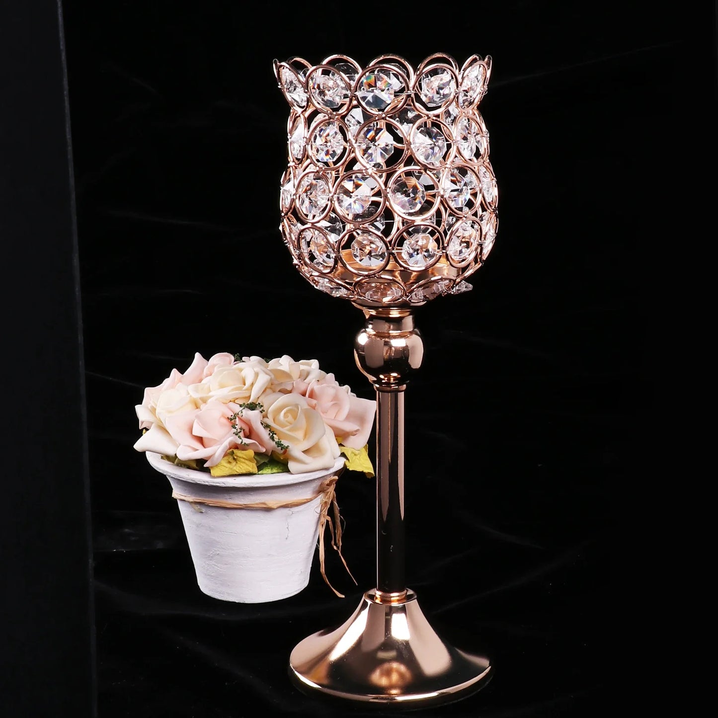 Golden Crystal Candle Holders