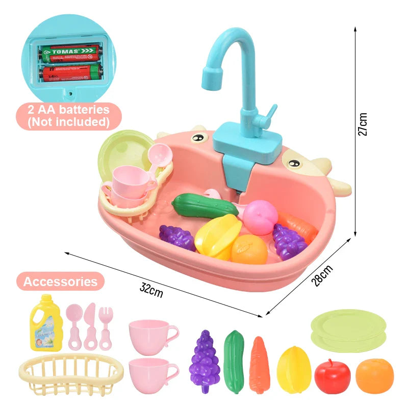 Kids Kitchen Sink Toys Simulation Electric Dishwasher Cake Pops Parties