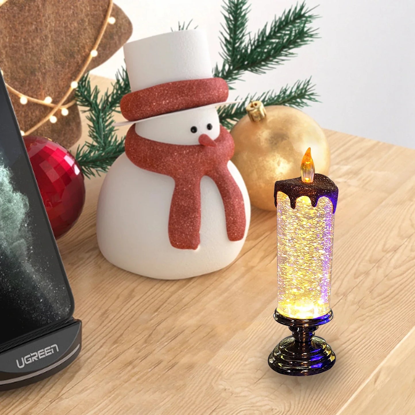 LED Christmas Candles with Glitter Color Change Flameless