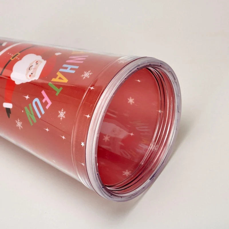 Christmas Cup with Lid & Straw