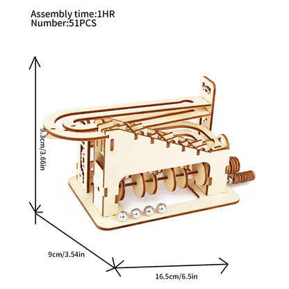 3D Wooden Spiral Marble Run Puzzle