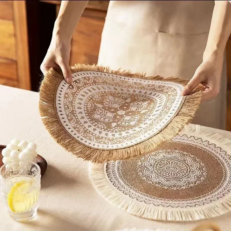 Jute Round Placemat Set - Non-Slip Dining Table Mats