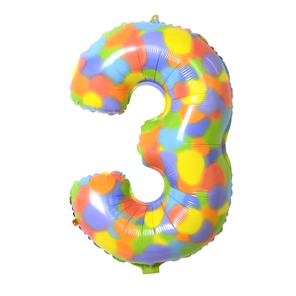 32-Inch Rainbow Dots Foil Number Balloons