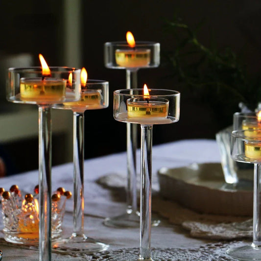 Ensemble de bougeoirs à bougie chauffe-plat en cristal