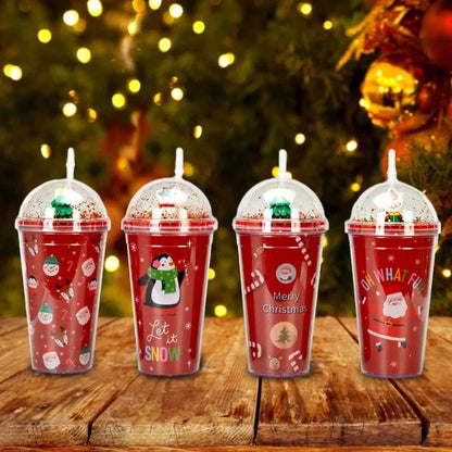 Christmas Cup with Lid & Straw