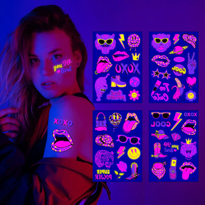 Neon Glow Party Tattoo Stickers