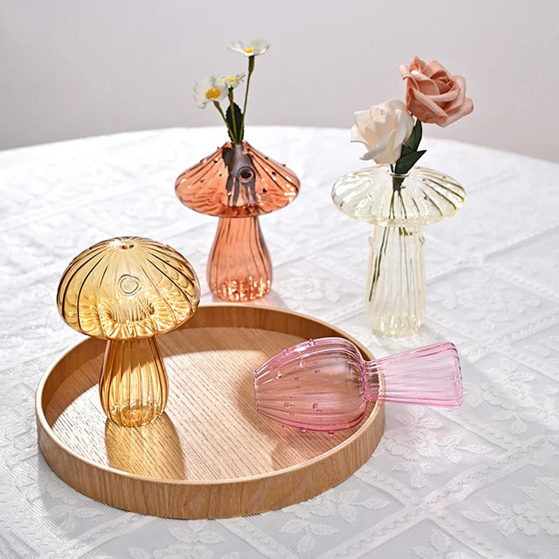 Mushroom Glass Flower Vase - Decor Essential