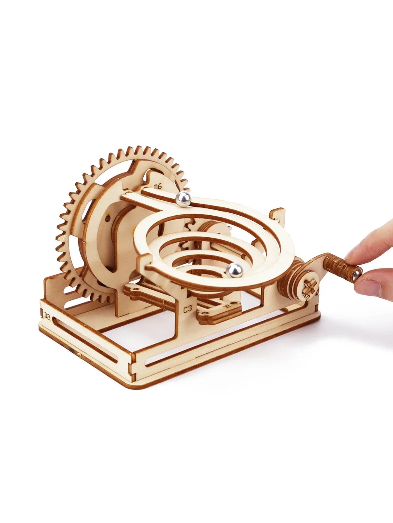 3D Wooden Spiral Marble Run Puzzle