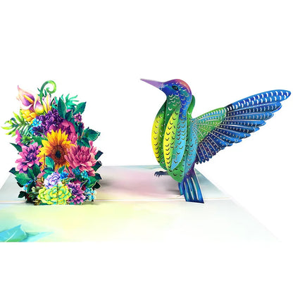 Blue Hummingbird 3D Pop-Up Greeting Card