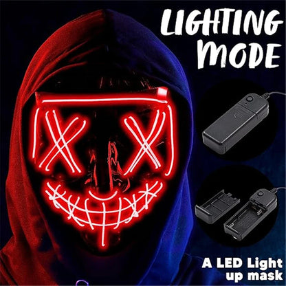 LED Neon Light Halloween Mask