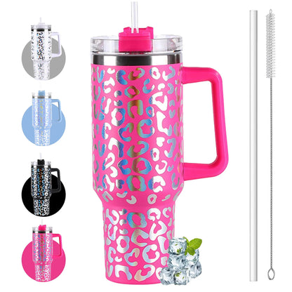 Insulated 40oz Mug Water Bottle with Handle & Straw