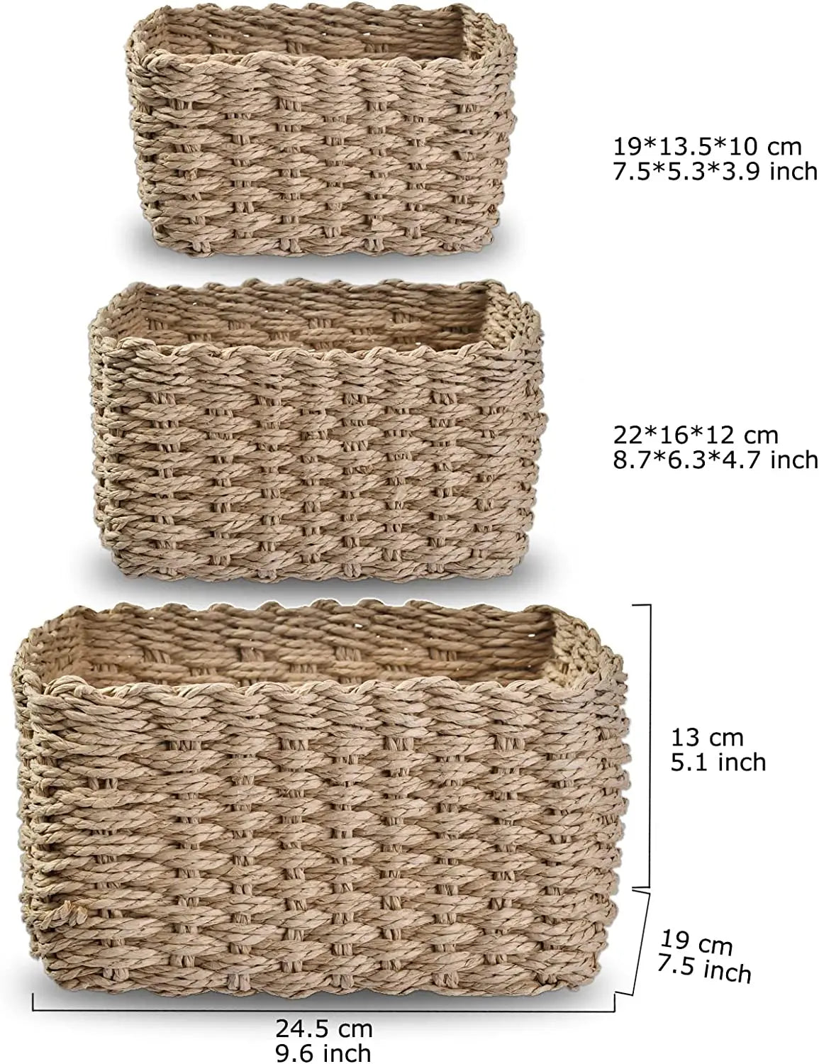 Set of 3 Braided Storage Baskets