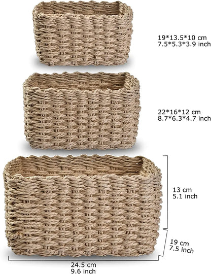 Set of 3 Braided Storage Baskets