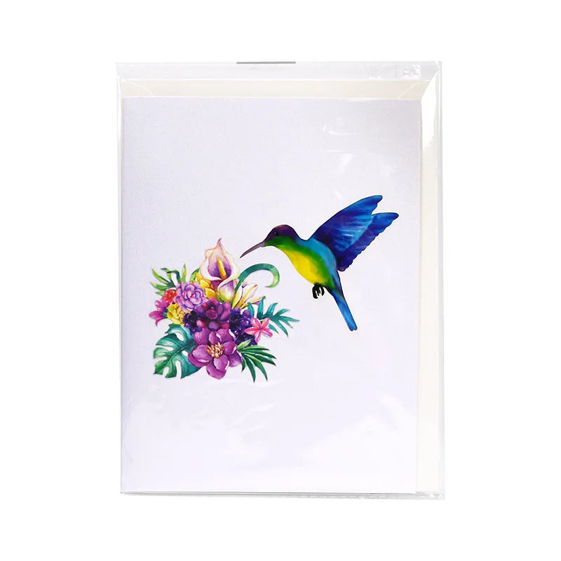 Blue Hummingbird 3D Pop-Up Greeting Card