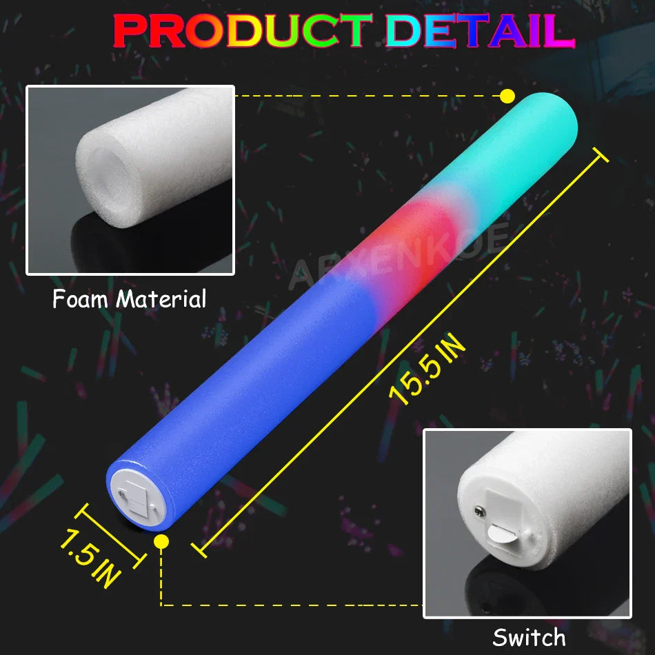 LED Foam Glow Sticks - Colorful Party Supplies