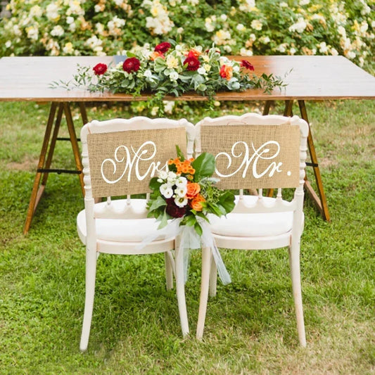 Romantic Mr. & Mrs. Chair Banners