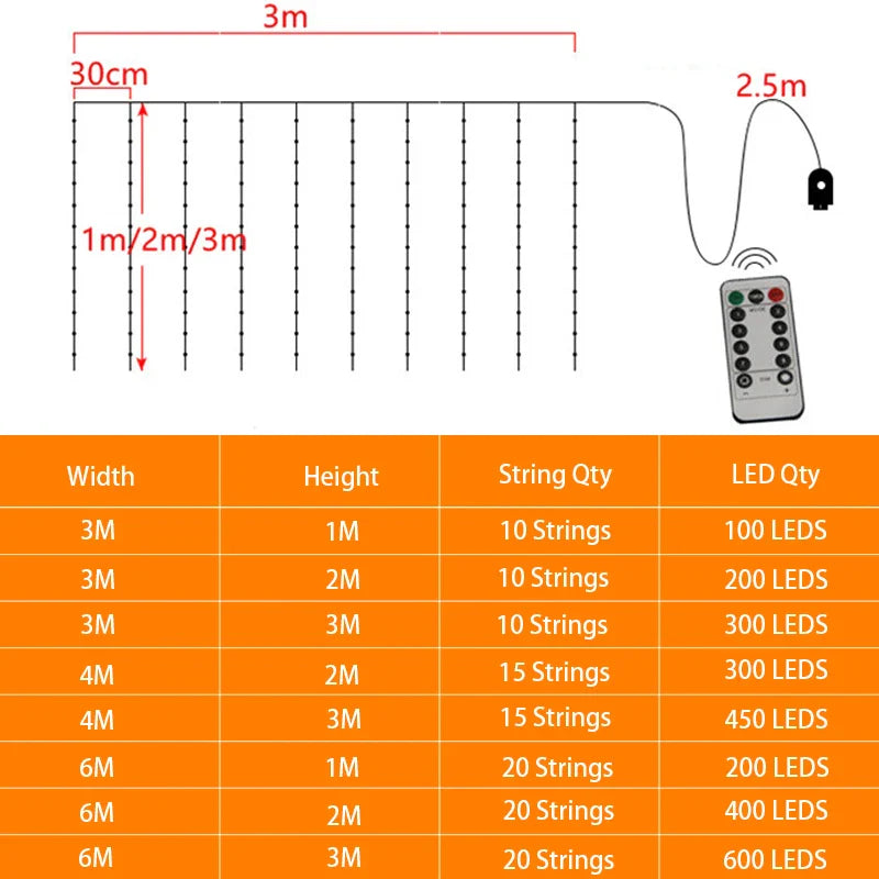 Christmas LED Curtain String Lights