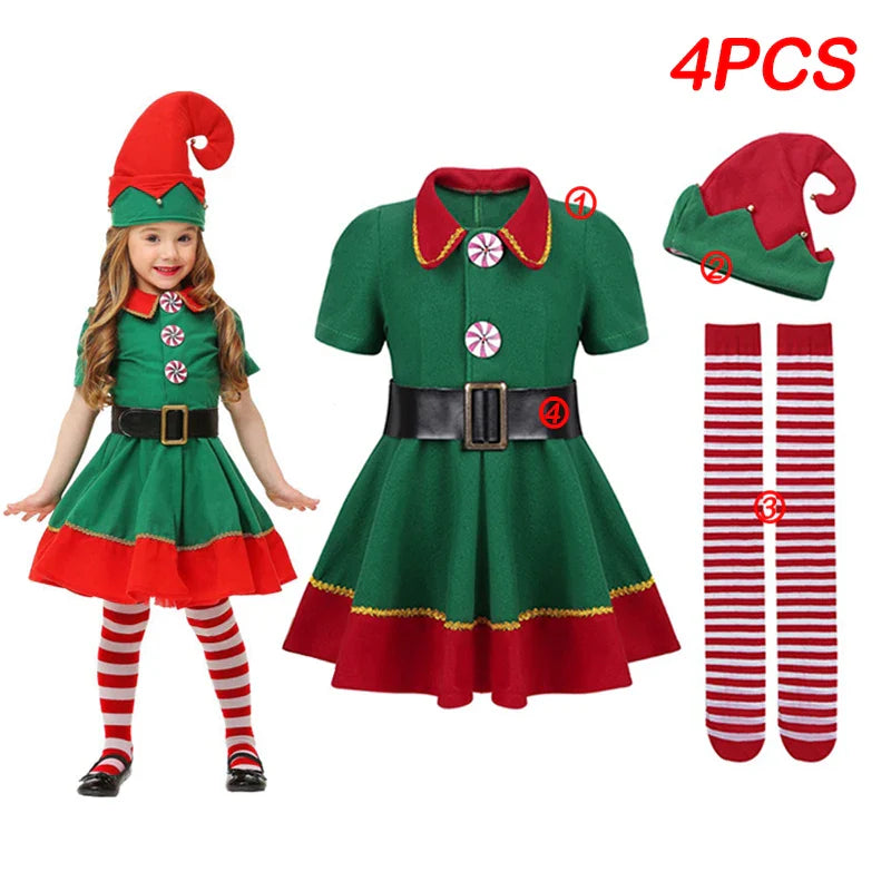 Kids Santa Claus Christmas Dress Set