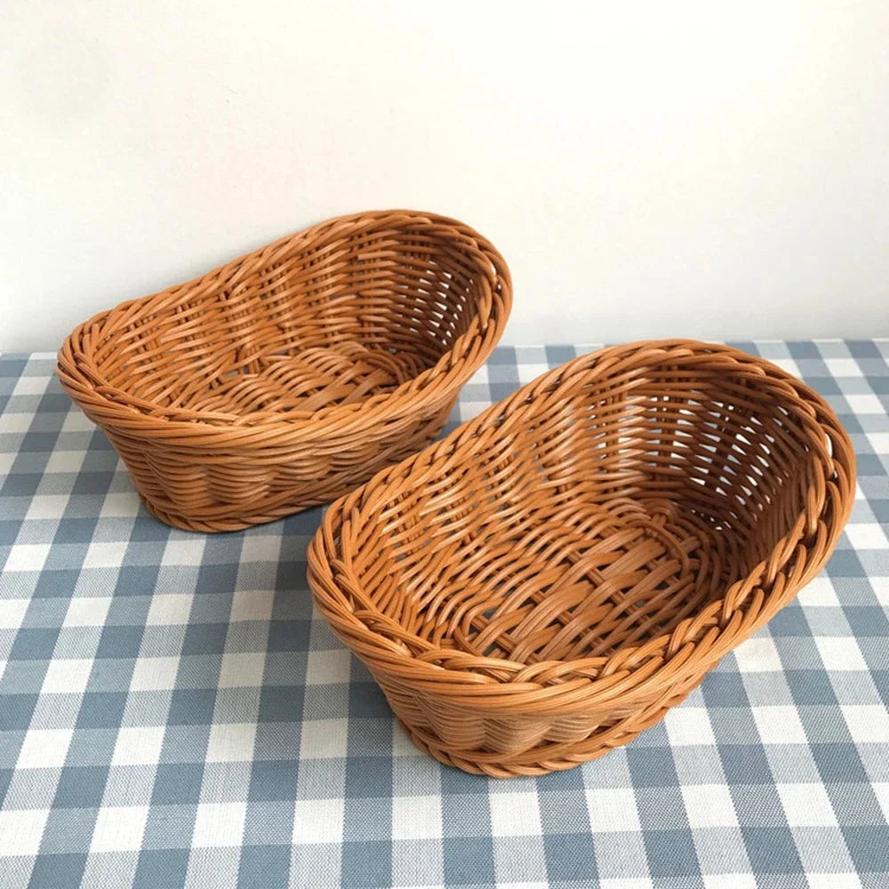 Hand-Woven Rattan Serving Baskets Set