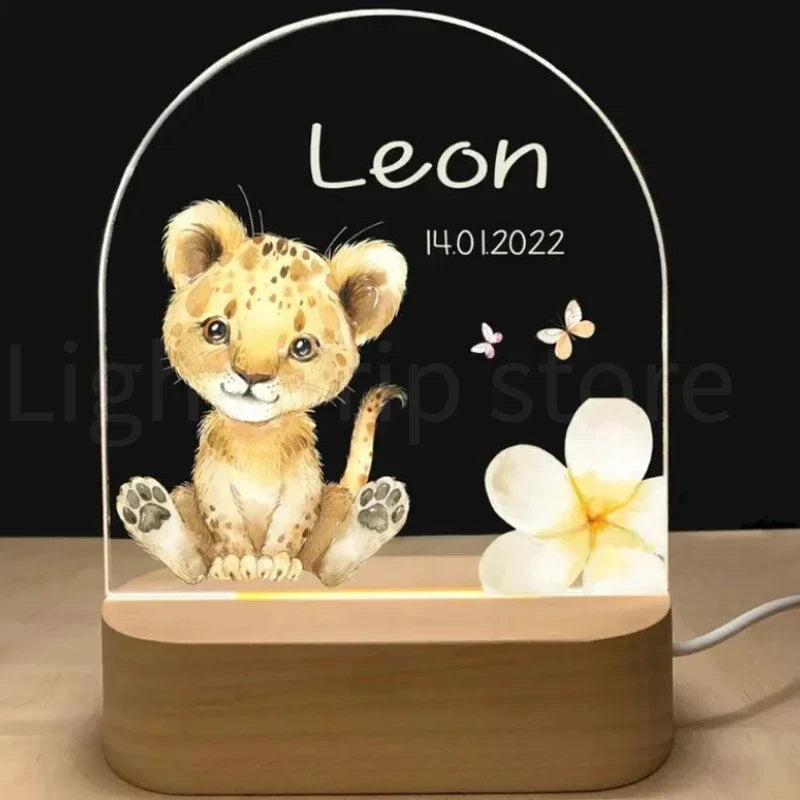 Personalized Baby Elephant Lion Night Light