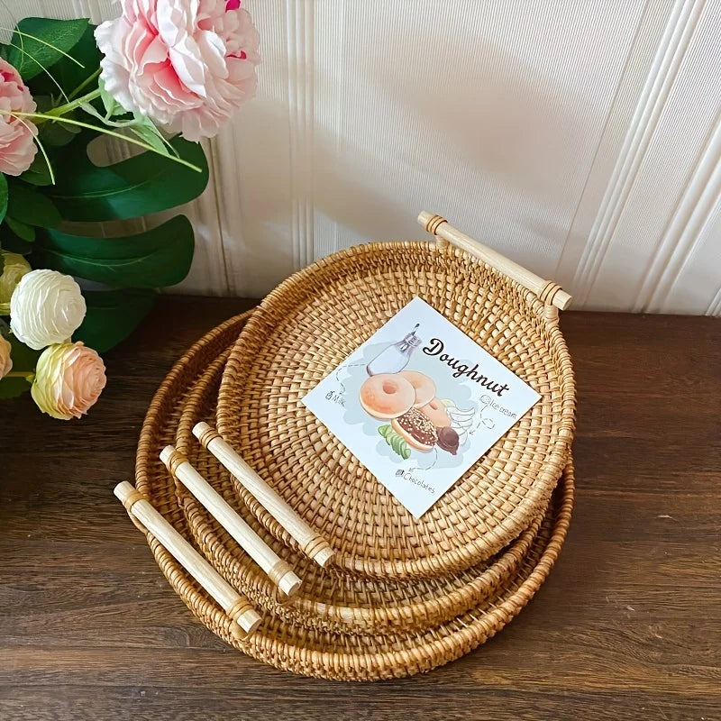 Handmade Rattan Storage Tray - Versatile & Elegant