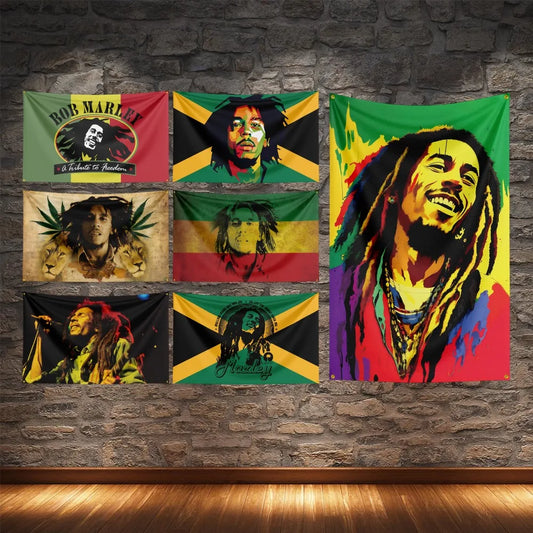 Drapeau de musique reggae Bob Marley - Bannière hommage en polyester