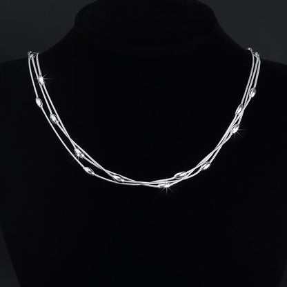 Luxury Sterling Silver Charms Beads Necklace