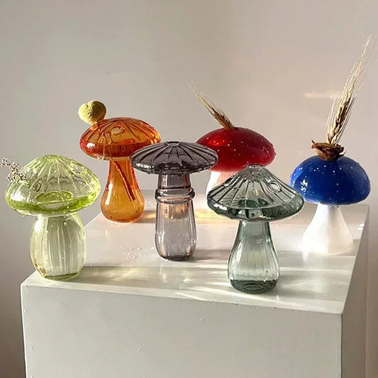 Vase à fleurs en verre en forme de champignon - Décor essentiel