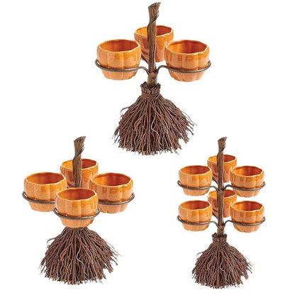 Halloween Broom Pumpkin Snack Bowl