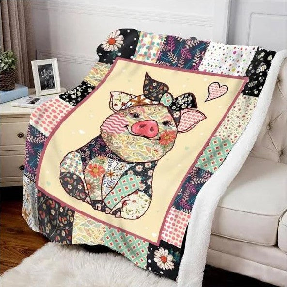 Cute Pig Christmas Flannel Blanket