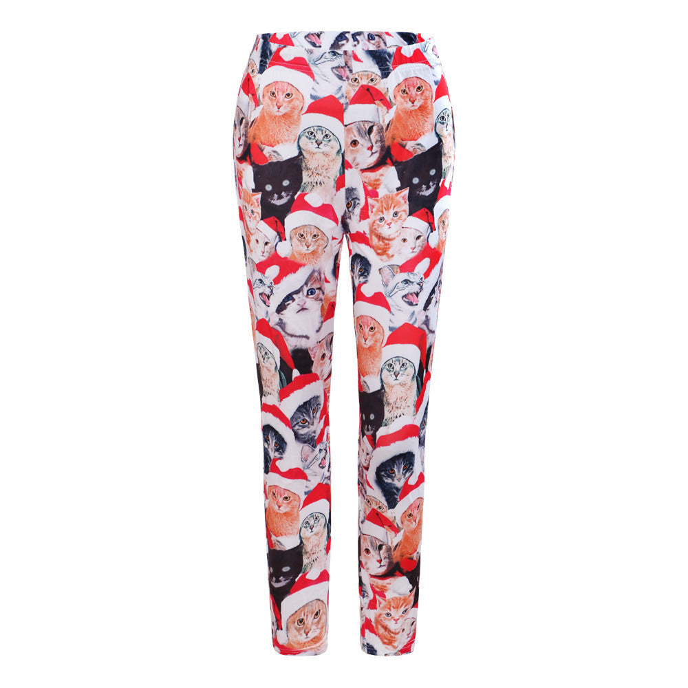 Christmas Costume Slim-fit Printed Trousers