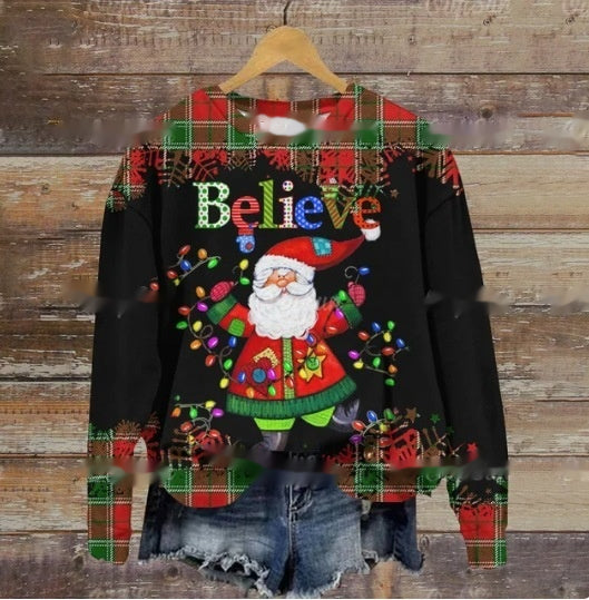 Funny Print Christmas Sweater for Ladies