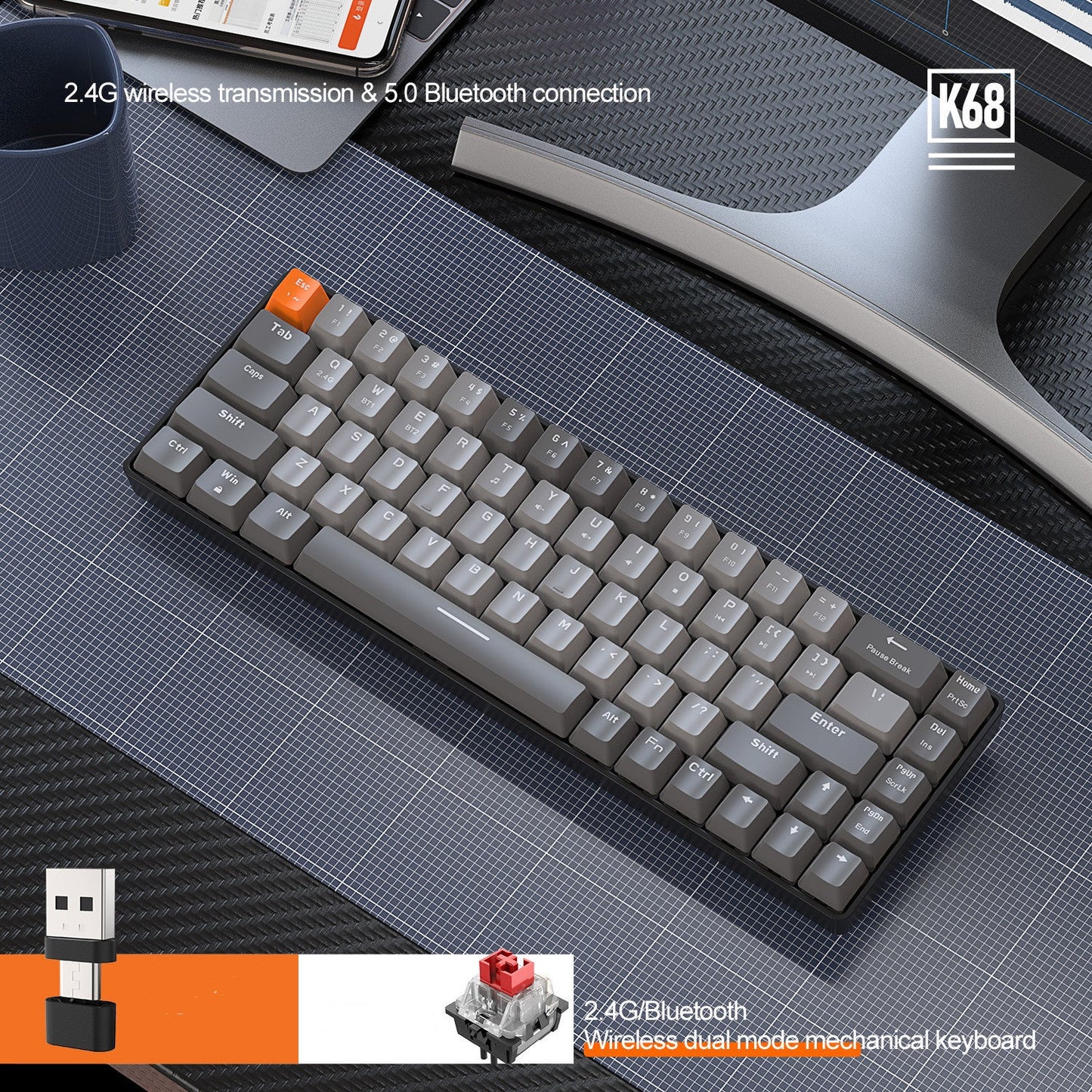 Freewolf K68 Hot Plug Mechanical Keyboard