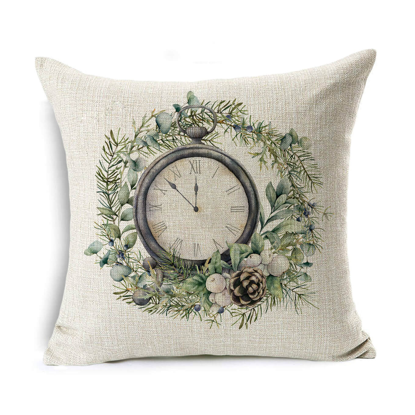 Christmas Linen Wreath Pillowcase