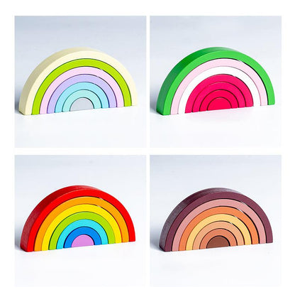 Rainbow Wooden Block Puzzle Set