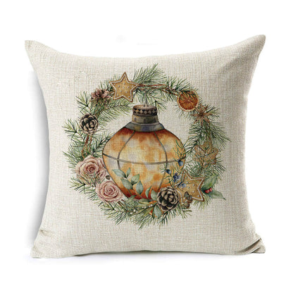 Christmas Linen Wreath Pillowcase