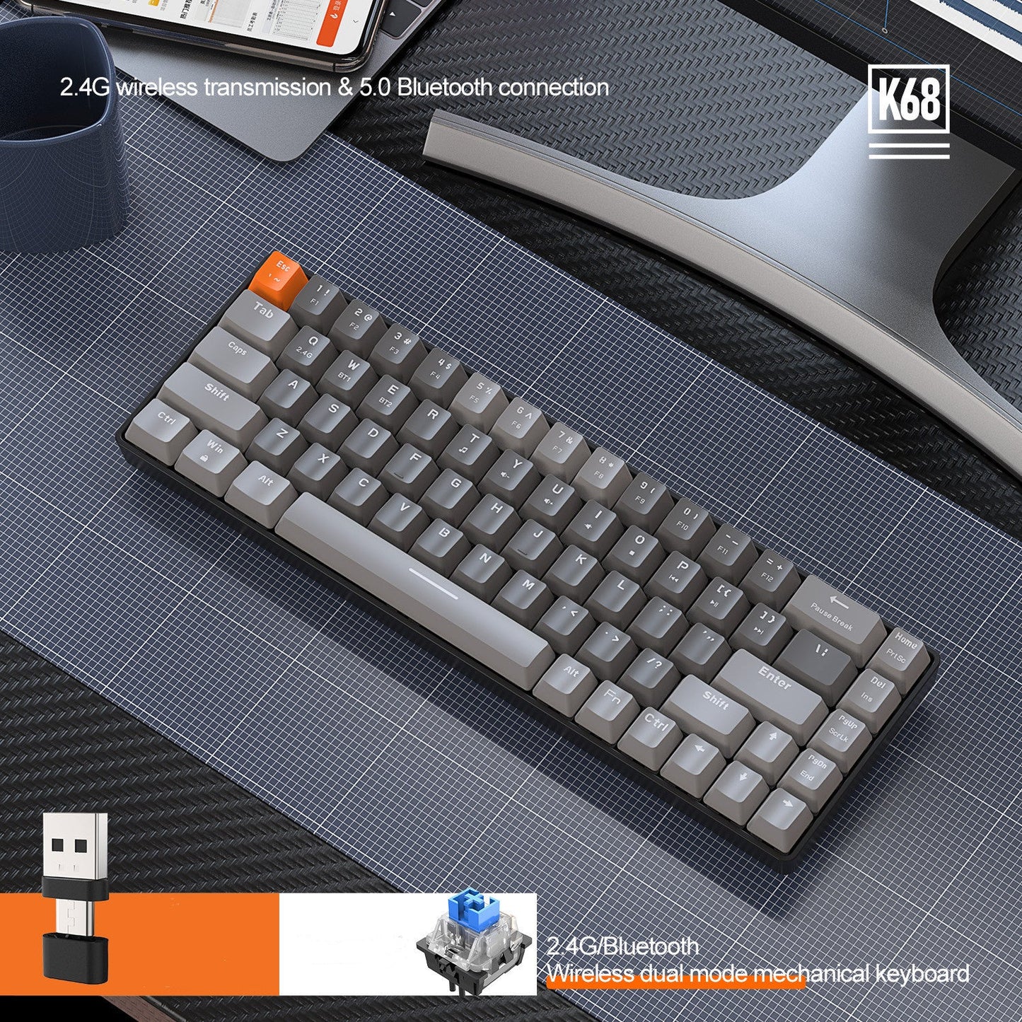 Freewolf K68 Hot Plug Mechanical Keyboard